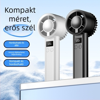 Mini USB újratölthető kézi ventilátor, kompakt hordozható belső és kültéri használatra, asztali ventilátor digitális kijelzővel