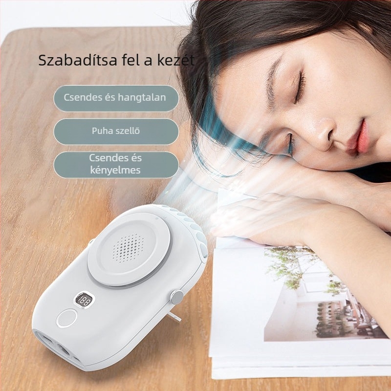 Nyakba akasztható, lapát nélküli USB-s töltésű aromaterápiás hordozható ventilátor – mini asztali ventilátor az irodába