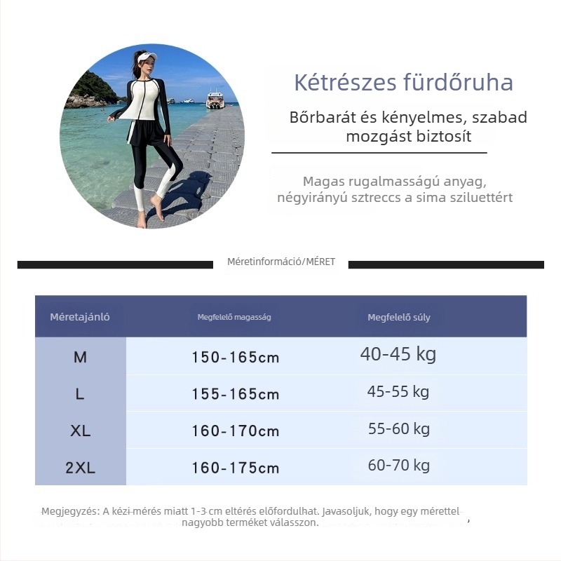 Női két részes fürdőruha hosszú ujjú és hosszú nadrággal, szörfözéshez és búvárkodáshoz, konzervat stílus, 2025