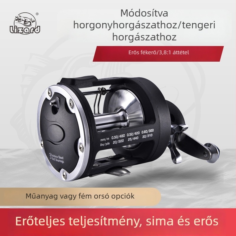 Kemeilong látható horgászzsinór orsó teljesen fém fejjel, tengeri horgászatra csónakból, dobos fékrendszerrel