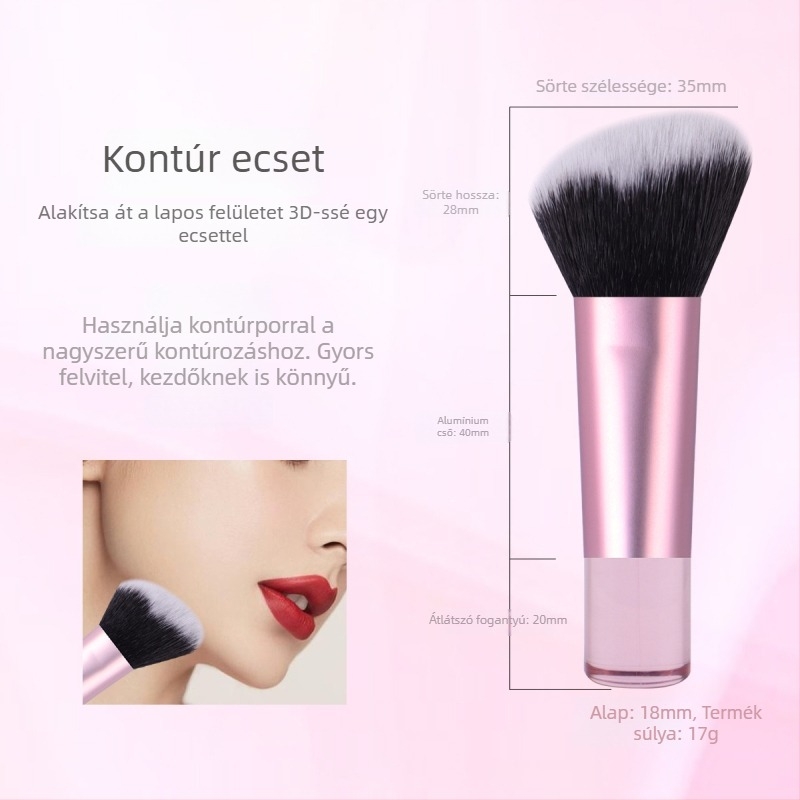 Zoelya porpúder ecset, átlátszó műanyag nyéllel – mini kontúr ecset
