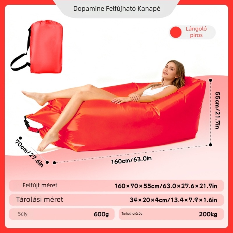 Hordozható felfújható kanapé – egyszemélyes relax fotel kempingezéshez és kültéri használatra