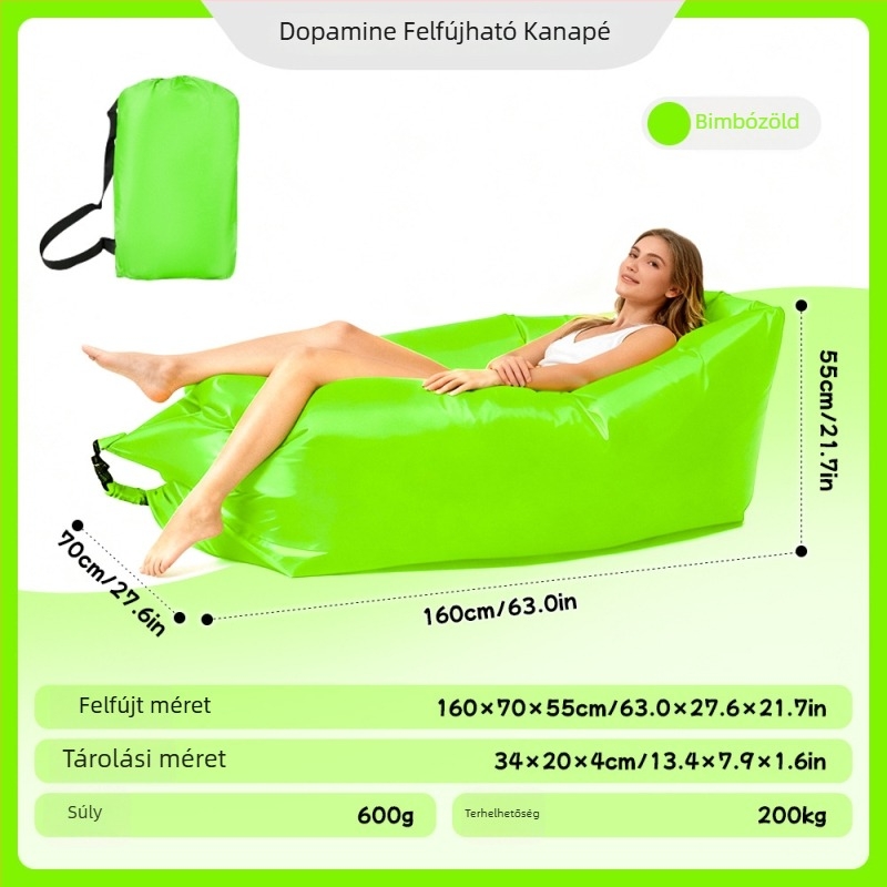 Hordozható felfújható kanapé – egyszemélyes relax fotel kempingezéshez és kültéri használatra