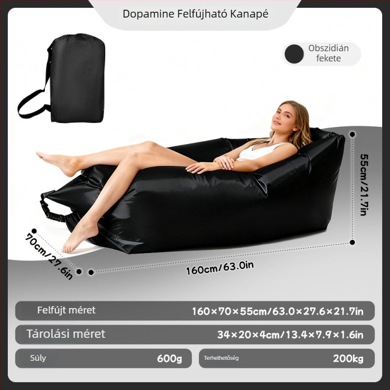 Hordozható felfújható kanapé – egyszemélyes relax fotel kempingezéshez és kültéri használatra
