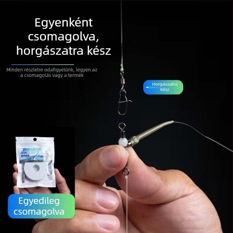 Sárkányhorgászati készlet csalival, fordított horog, háromágú horog nyolcas gyűrűvel, ólommentes