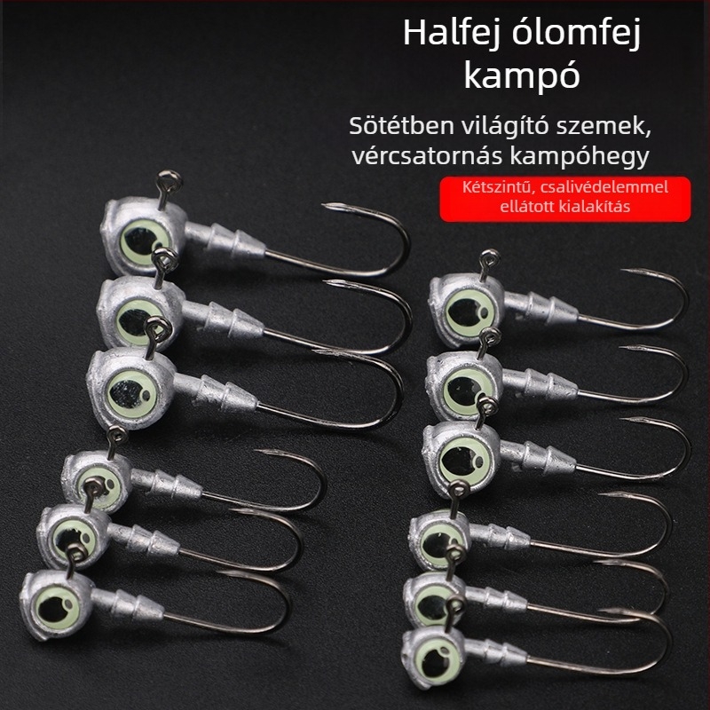 Ólomfejű horog nagy szemmel, tengeri horgászathoz hajóval, 7–10 g