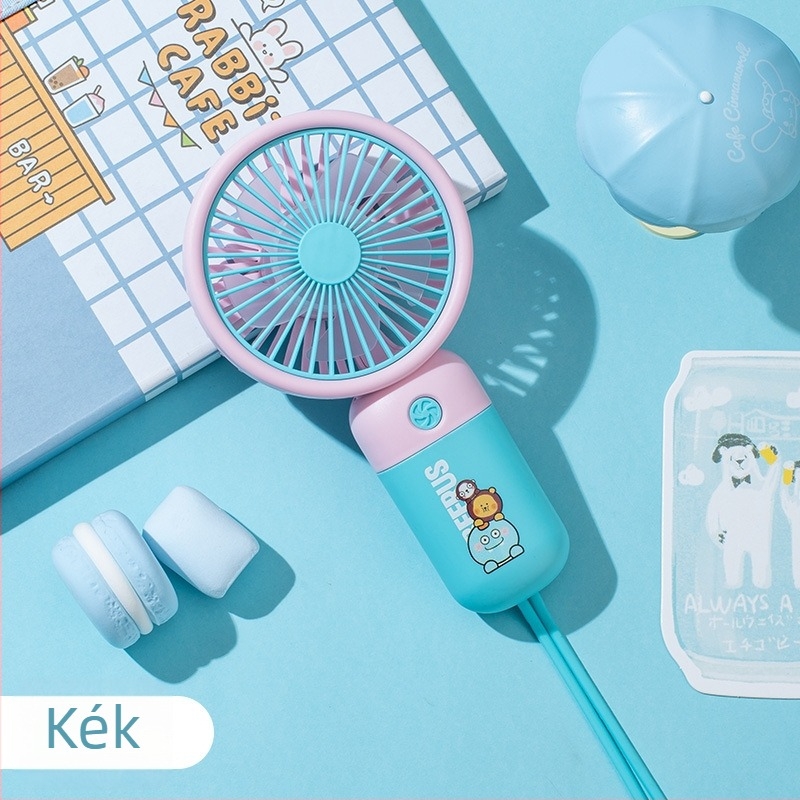 Rainbow mini USB újratölthető kézi ventilátor összecsukható kialakítással, műanyag lapátokkal, beépített 500–800 mAh akkumulátor, két sebesség, 3–6 órás üzemidő