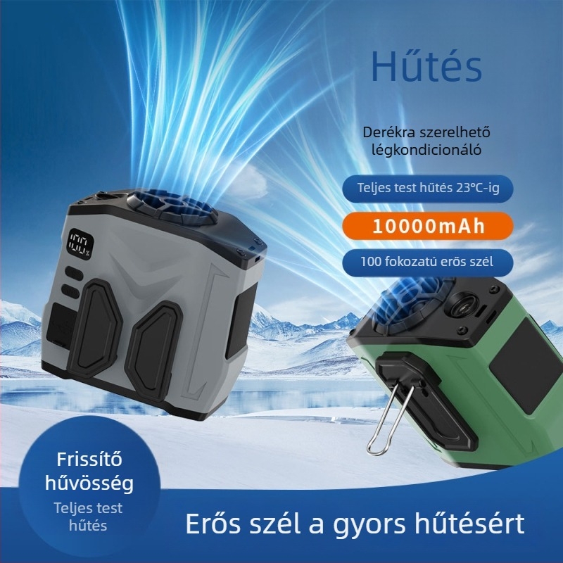 Új derék- és nyakba akasztott ventilátor kézi hűtővel, kültéri USB hordozható ventilátor.