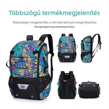 Multisport kültéri táska virágos mintával, vízálló nylonból, külön cipőrekesszel