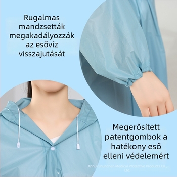 TPE esőkabát felnőtteknek, újrahasználható, hordozható, vastagabb és hosszabb, egy darabból álló esőruha, húzózsinórral a szorosításért