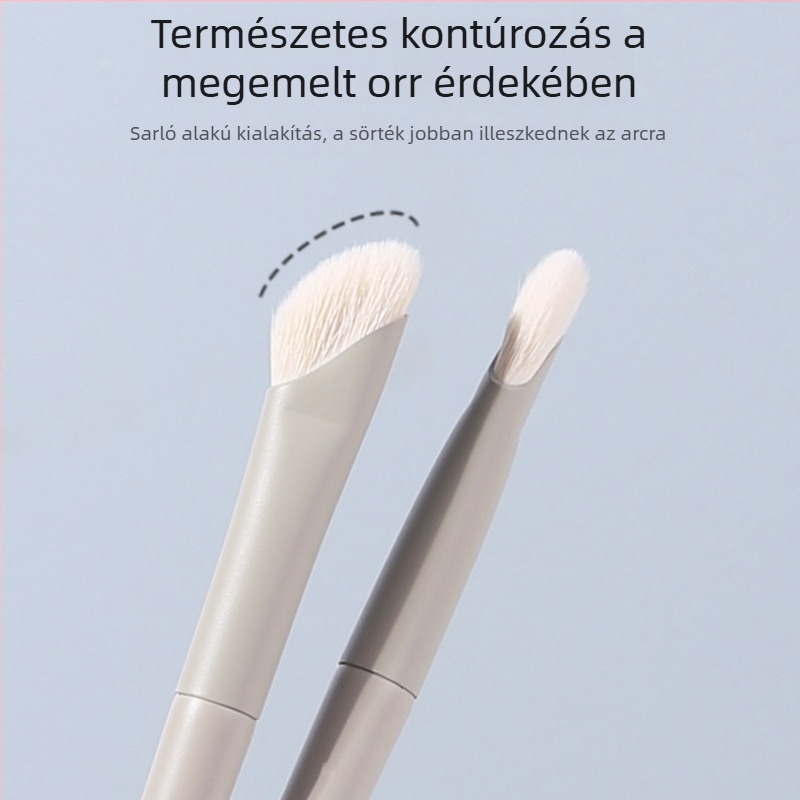 Arc kontúró sminkecset az arc kontúrozásához és kiemeléséhez; ferde, sarló alakú orr árnyékoló ecset a smink fixálásához