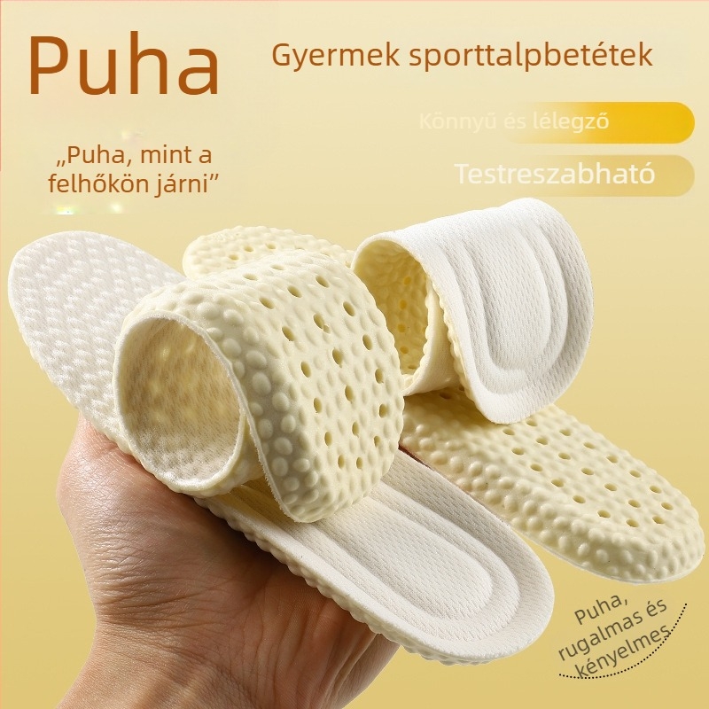 Gyerekeknek készült sporttalpbetét masszázs hatású, nagy rugalmasságú ütéscsillapítás, teljes hosszúságú belső talp