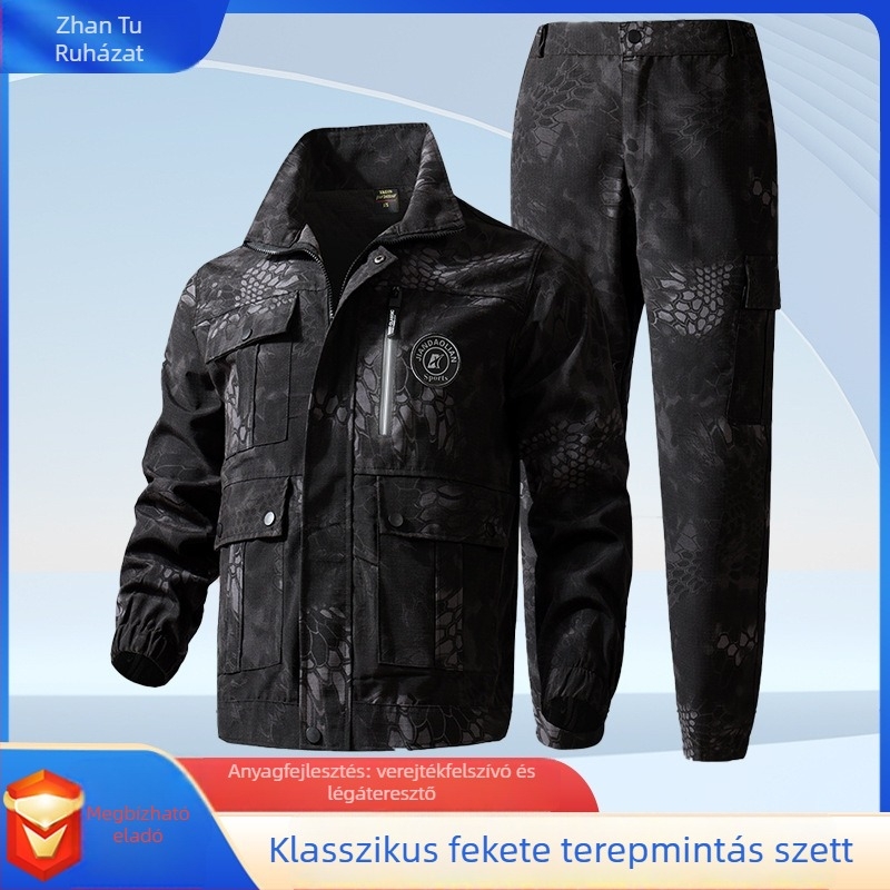 Férfi Python mintás camuflázs munkaruha garnitúra (dzseki és nadrág), vízálló, karcolás- és kopásálló