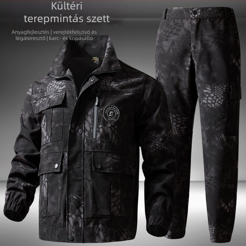 Férfi Python mintás camuflázs munkaruha garnitúra (dzseki és nadrág), vízálló, karcolás- és kopásálló