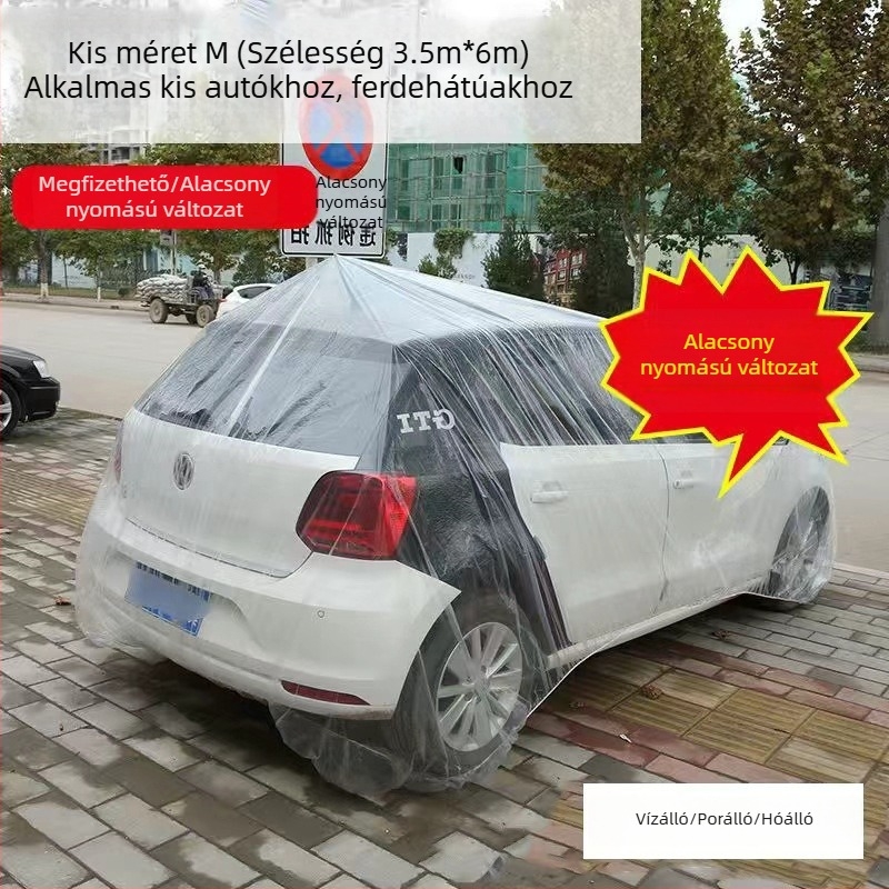 Egyszer használatos, átlátszó autófedél, por elleni védelem karbantartáshoz, minden évszakban használható, PE film