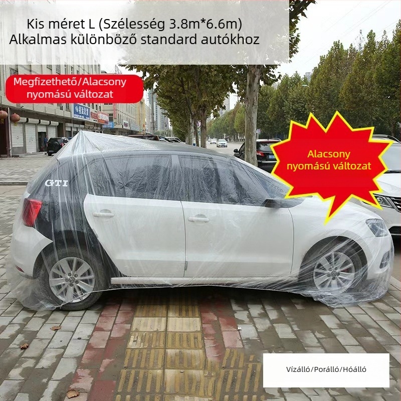 Egyszer használatos, átlátszó autófedél, por elleni védelem karbantartáshoz, minden évszakban használható, PE film