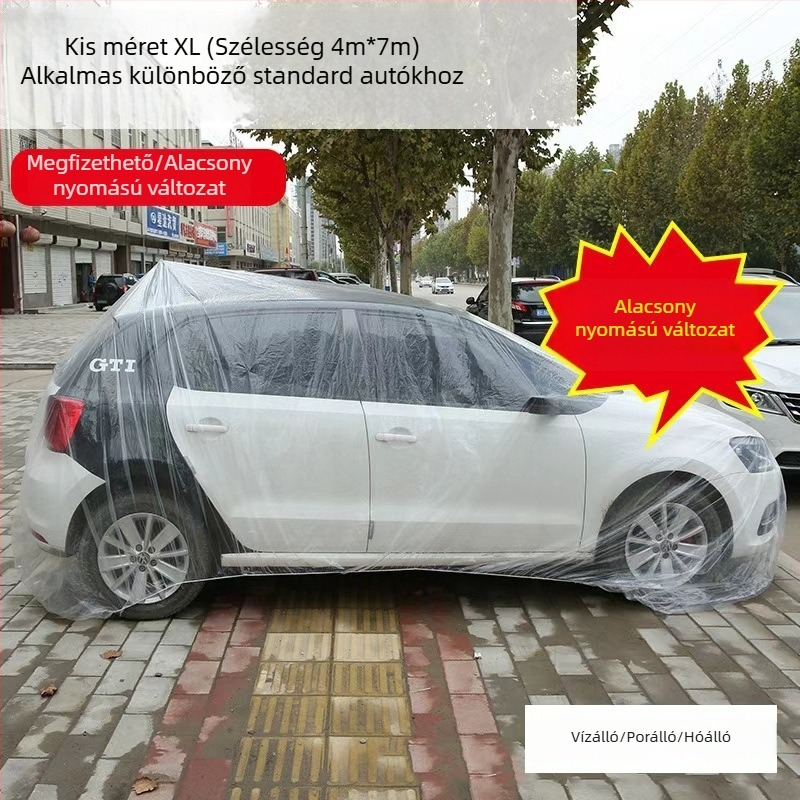 Egyszer használatos, átlátszó autófedél, por elleni védelem karbantartáshoz, minden évszakban használható, PE film