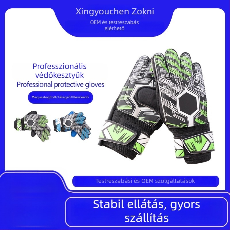 Lélegző latex kapus kesztyűk gyerekeknek és diákoknak, edzésre és amatőr versenyekre