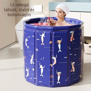 Összecsukható gyerekek fürdőkádja vastag szigetelő réteggel, környezetbarát PVC-ből, otthoni használatra.
