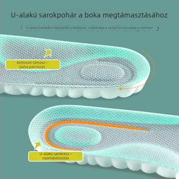 PU rendkívül rugalmas talpbetét arka-támogatással, vastagabb kivitelben, ütéscsillapító, nedvességelvezető és lélegző, edzőcipőkhöz