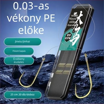 20 darabos készlet ultrafin vezető-vezetékkel és kettős horoggal, előre kötve, kézzel készítve PE-szállal