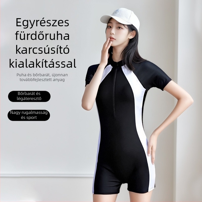 Női egyrészes fürdőruha, 2025 új divat, gyorsan száradó, UV védelem, konzervat szabás, hasfedés, rövidujjú, úszáshoz és szörfözéshez