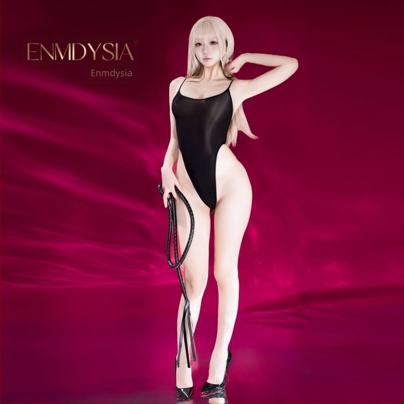 Entis pántos, varrat nélküli, fényes, átlátszó, magas elasztikusságú bodysuit, szexi hasíték és nyitott intim zóna nőknek