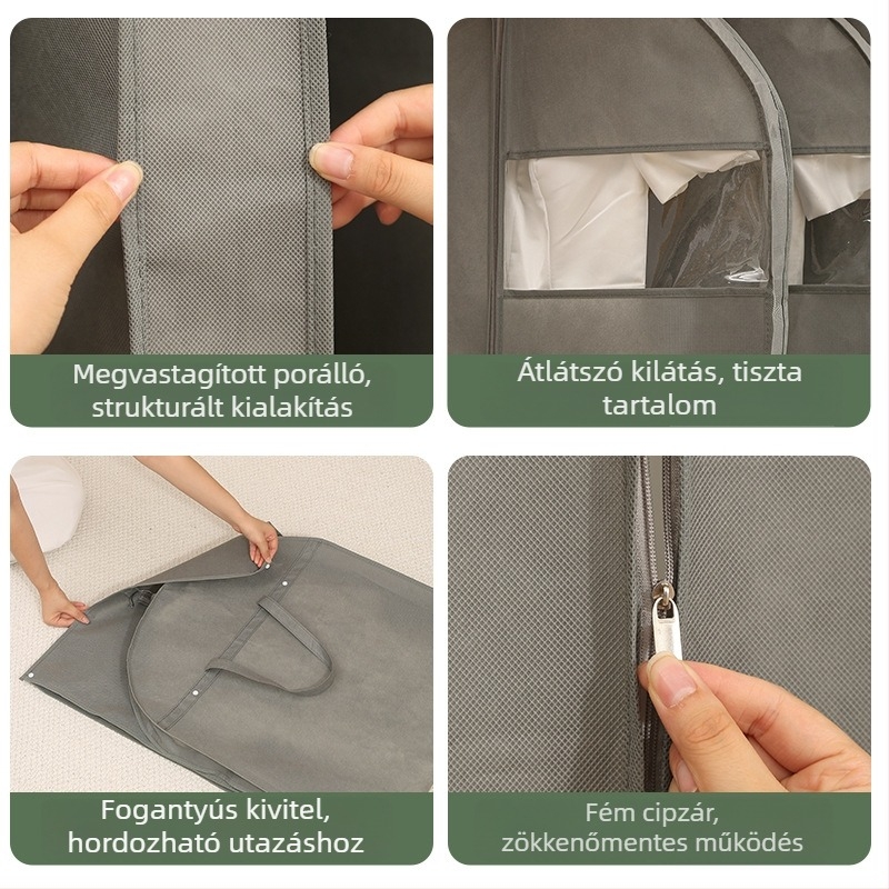 PEVA átlátszó ruhafedél, por- és nedvességálló, otthoni használatra, ruhák és öltönyök tárolására, összecsukható