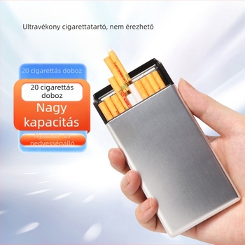 Ultra vékony fém cigarettás doboz férfiaknak, hordozható csúszó fedéllel, 20 vékony cigarettát tárol