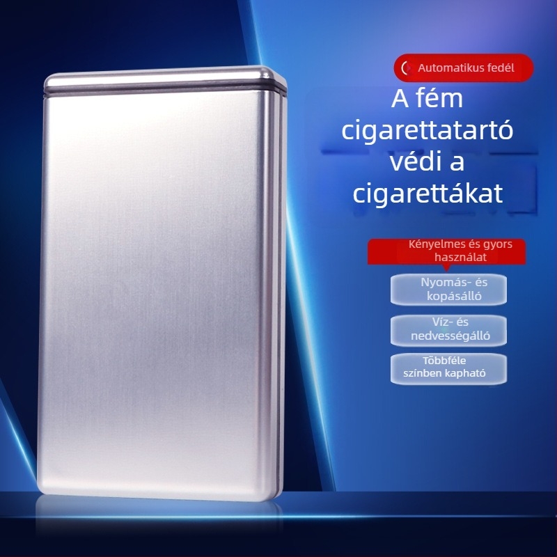 Ultra vékony fém cigarettás doboz férfiaknak, hordozható csúszó fedéllel, 20 vékony cigarettát tárol