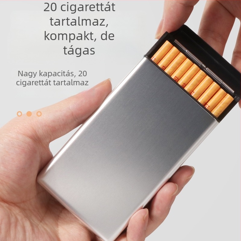 Ultra vékony fém cigarettás doboz férfiaknak, hordozható csúszó fedéllel, 20 vékony cigarettát tárol