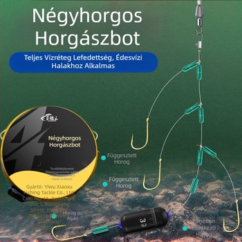 Új kézi bottal készült szerelék négy horoggal, dupla horoggal, anti-zamotás, arany hüvely a horogra vadvízi és tajvani stílusú horgászathoz