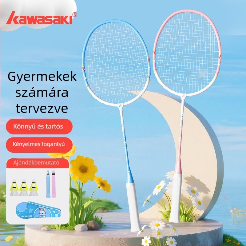 Kawasaki Gyermekeknek szóló tollaslabda ütő készlet, két ütő, ultra könnyű és tartós