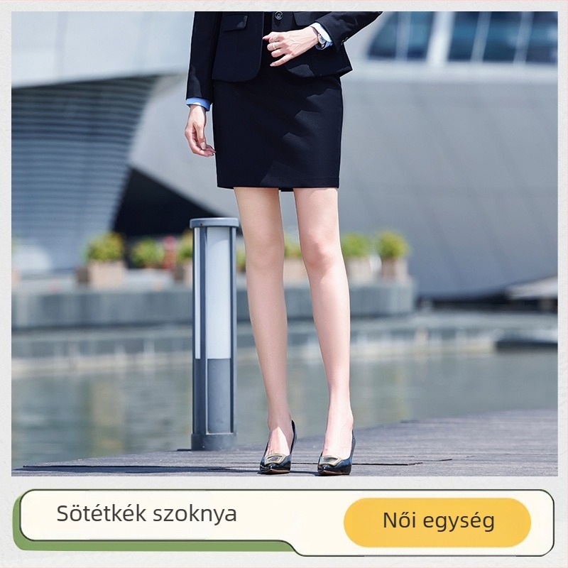Fekete uniszex irodai nadrág egyenes szabású, tavasz–ősz