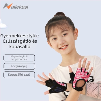 Gyermekeknek szánt vékony kerékpáros kesztyű, tenyér- és ujjvédővel