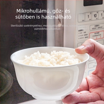 Tiszta fehér csontporcelán rizses tál, kerámia kis leves- és nudli tál, otthoni étkezési készlet, modern fehér