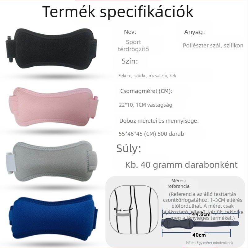 Szilikon patella szalag sporthoz és fitneszhez, légáteresztő és ütéscsillapító, uniszex használatra, badmintonhoz, kerékpározáshoz és hegymászáshoz