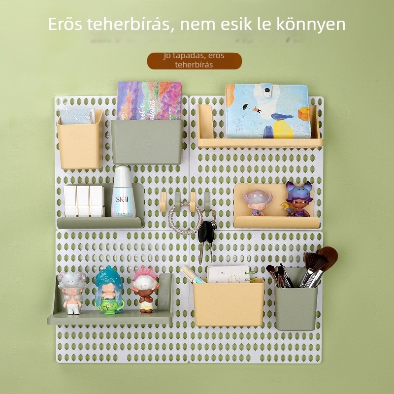 Lyukmentes pegboard falra szerelhető polc – otthoni, kollégiumi, konyhai és fürdőszobai tároló