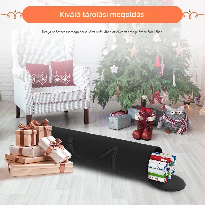Kör alakú karácsonyi díszek tárolására szolgáló táska, ajándékcsomagoláshoz és ünnepi rendezéshez (600D Oxford anyag, 79 × 22 cm)