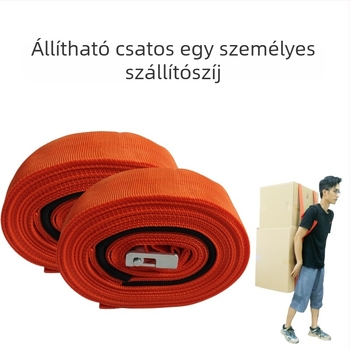 Vállon átvethető hordozó heveder hűtőszekrény, mosógép és bútorok fel- és lefelé lépcsőzéséhez, acél csattal