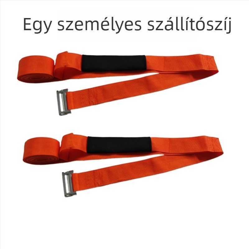 Vállon átvethető hordozó heveder hűtőszekrény, mosógép és bútorok fel- és lefelé lépcsőzéséhez, acél csattal