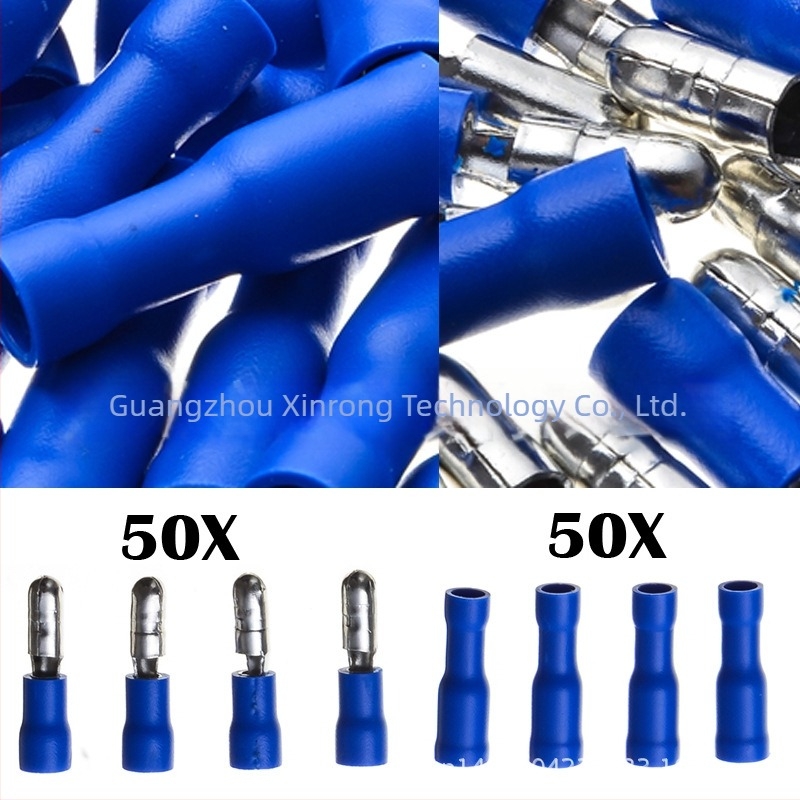 Xinbanyan Technology Kék hidegen préselt bullet-head terminálok, 50 pár, csomagolt