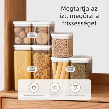 FaSoLa átlátszó, téglalap alakú konyhai tárolóedény, zárható, nedvességálló gabonák tárolására, műanyag, 800–1000 ml