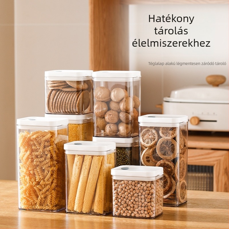 FaSoLa átlátszó, téglalap alakú konyhai tárolóedény, zárható, nedvességálló gabonák tárolására, műanyag, 800–1000 ml