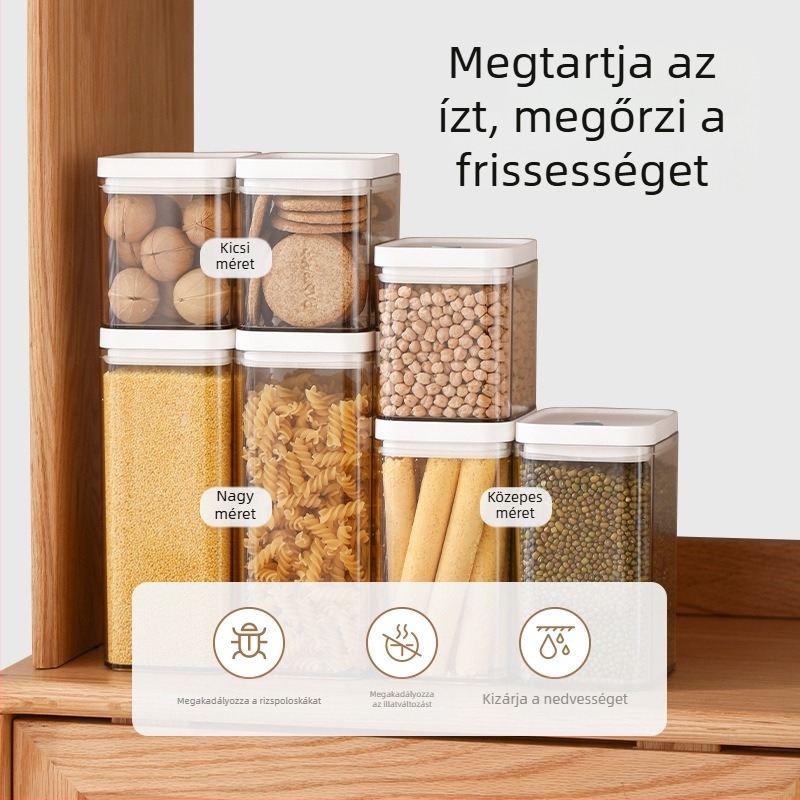 FaSoLa átlátszó, téglalap alakú konyhai tárolóedény, zárható, nedvességálló gabonák tárolására, műanyag, 800–1000 ml
