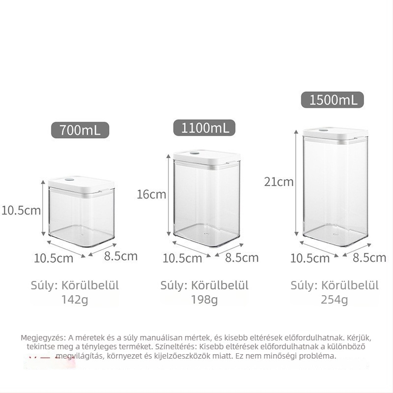 FaSoLa átlátszó, téglalap alakú konyhai tárolóedény, zárható, nedvességálló gabonák tárolására, műanyag, 800–1000 ml