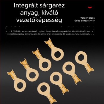 Kerek földelő csatlakozó krimp terminállal és rugócsíppel, O-formájú vezeték-kapcsoló