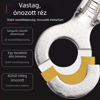 Kerek földelő csatlakozó krimp terminállal és rugócsíppel, O-formájú vezeték-kapcsoló