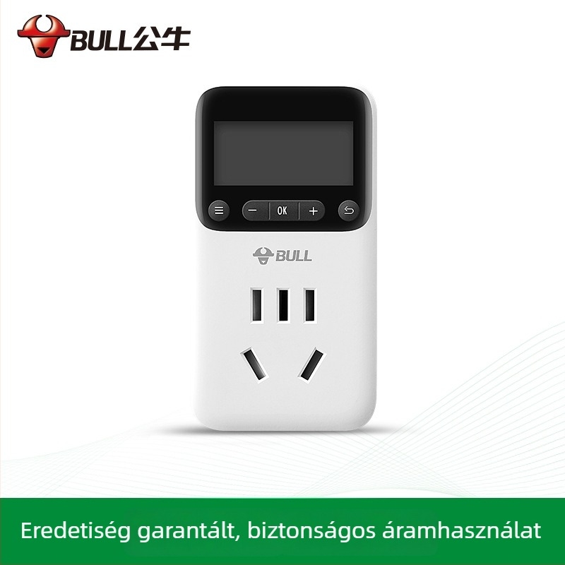 Bull D-1 elektronikus időzítő aljzat háztartási használatra, automatikus kikapcsolás visszaszámlálással