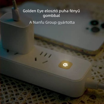 Nanfu Golden Eye többhelyes elosztó hosszú kábellel, kollégiumi és otthoni használatra, csatlakozó panel, biztonságos aljzatok